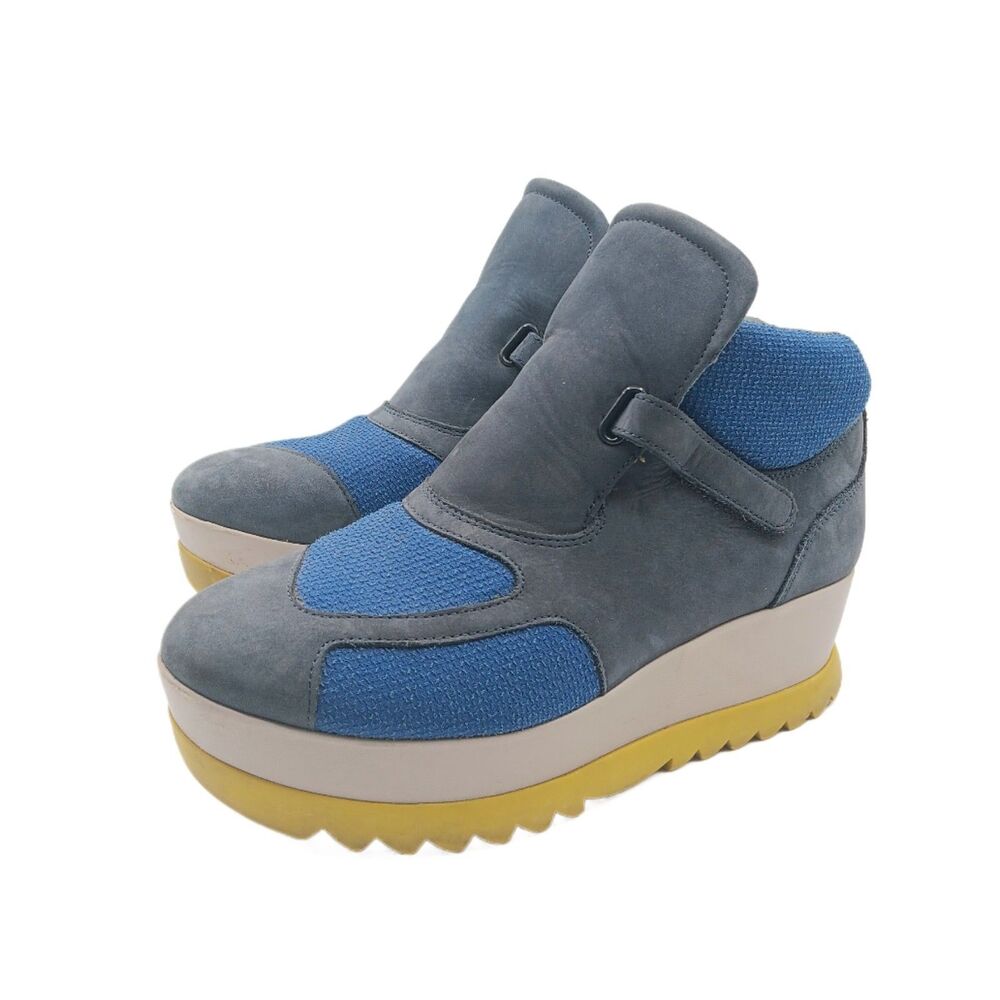 Camper Laika Platform Sport Sneakers Womens 40 Blue Suede Slip On Hi-Tops Casual